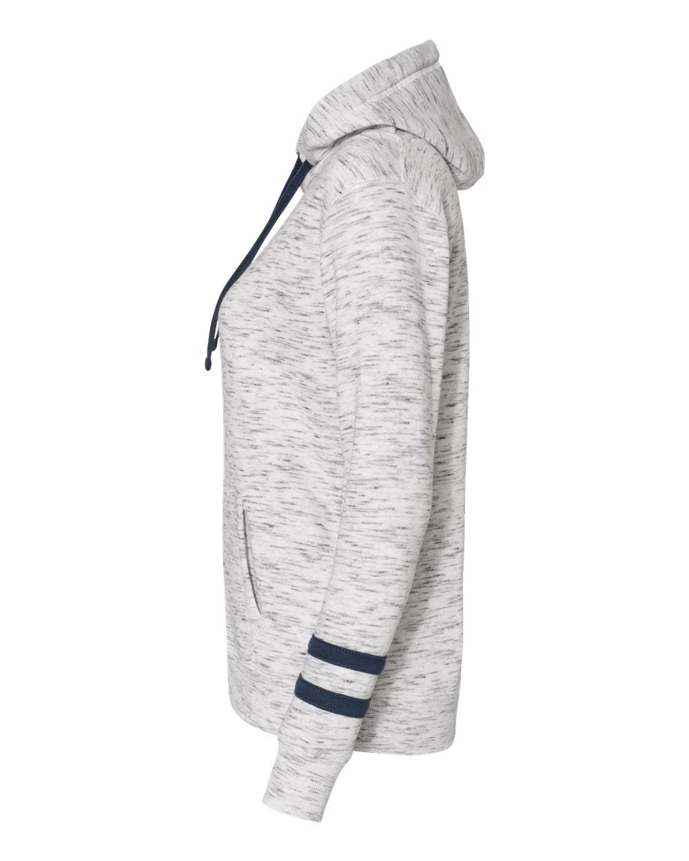 MYLA Women’s Mélange Fleece Striped-Sleeve Hooded Sweatshirt