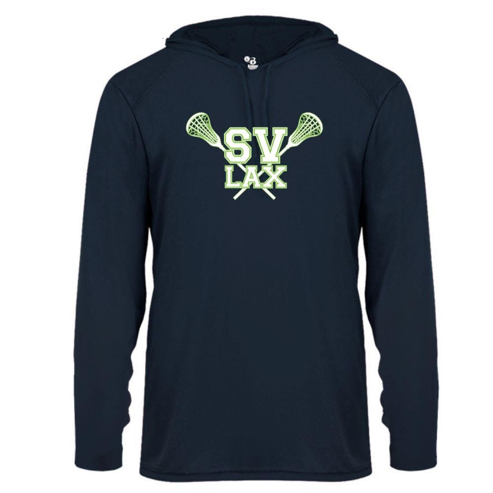 SVGYL - Adult Performance Long Sleeve Hooded T-Shirt - Navy