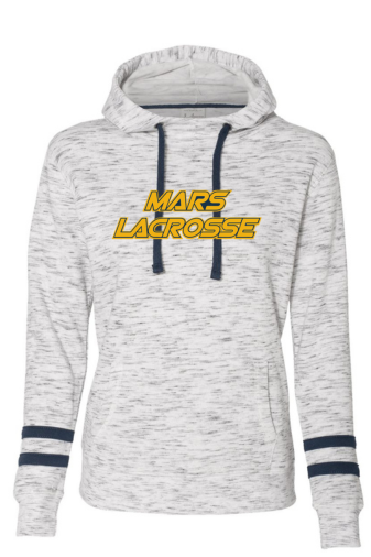 MYLA Women’s Mélange Fleece Striped-Sleeve Hooded Sweatshirt