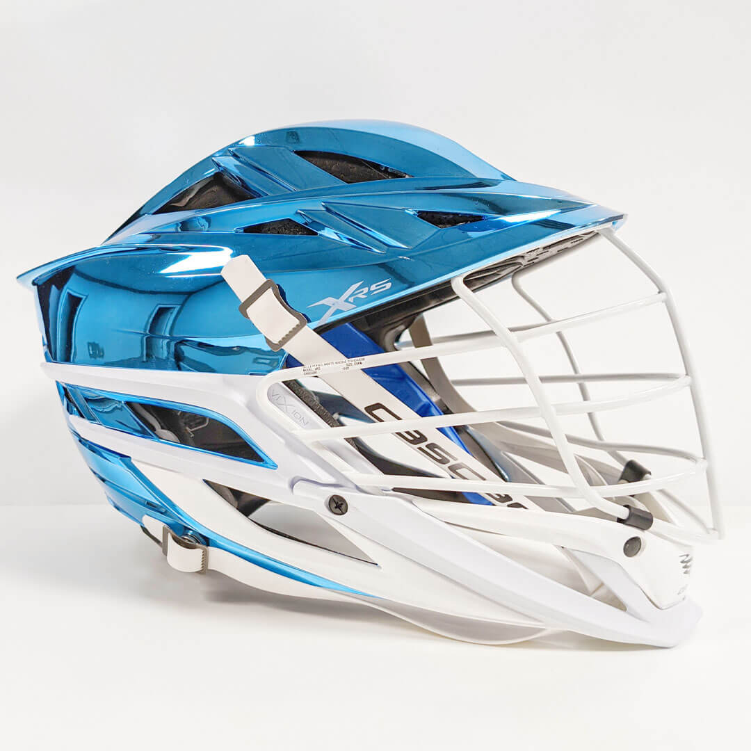 chrome light blue football helmet Cascade XRS Helmet - Carolina Blue Chrome Shell - White Mask - White Chin - White Strap