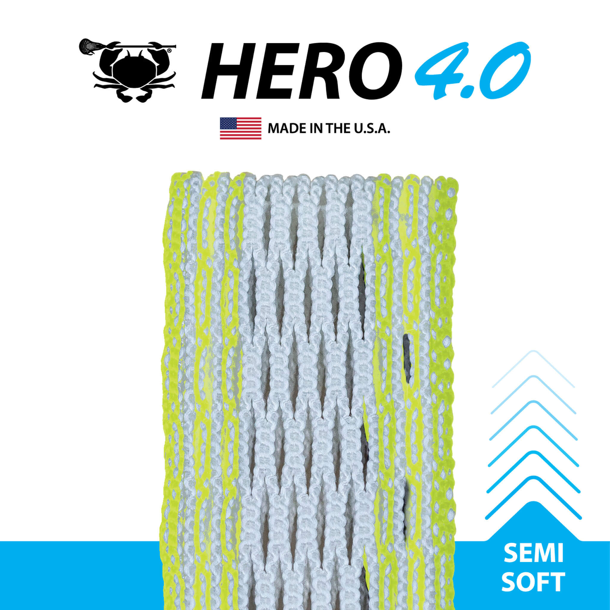 ECD Hero 4.0 Colors Storm Striker Lacrosse Mesh - Neon Yellow | Top String Lacrosse