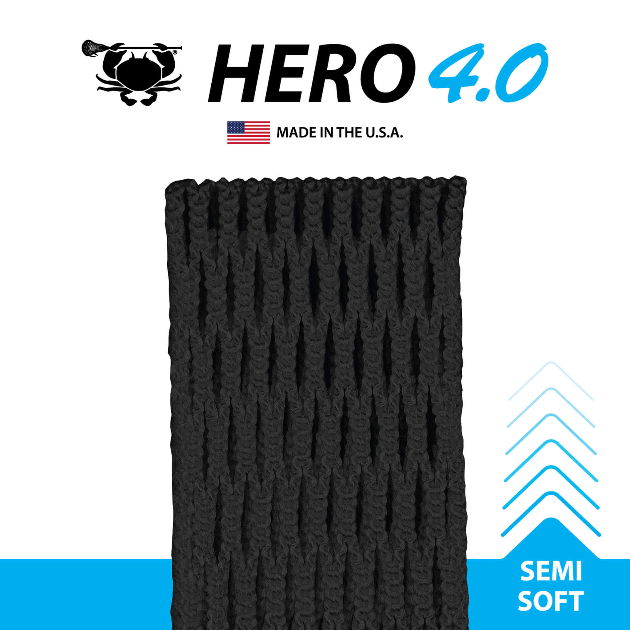 ECD Hero 4.0 Semi-Soft Lacrosse Mesh - Black | Top String Lacrosse
