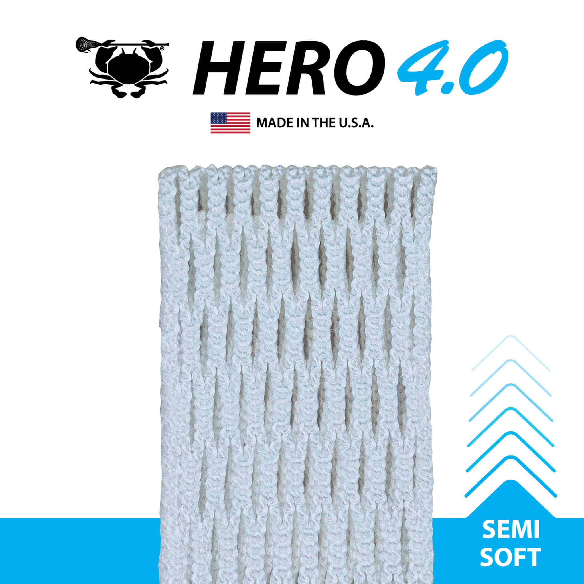 ECD Hero 4.0 Semi-Soft Lacrosse Mesh - White | Top String Lacrosse