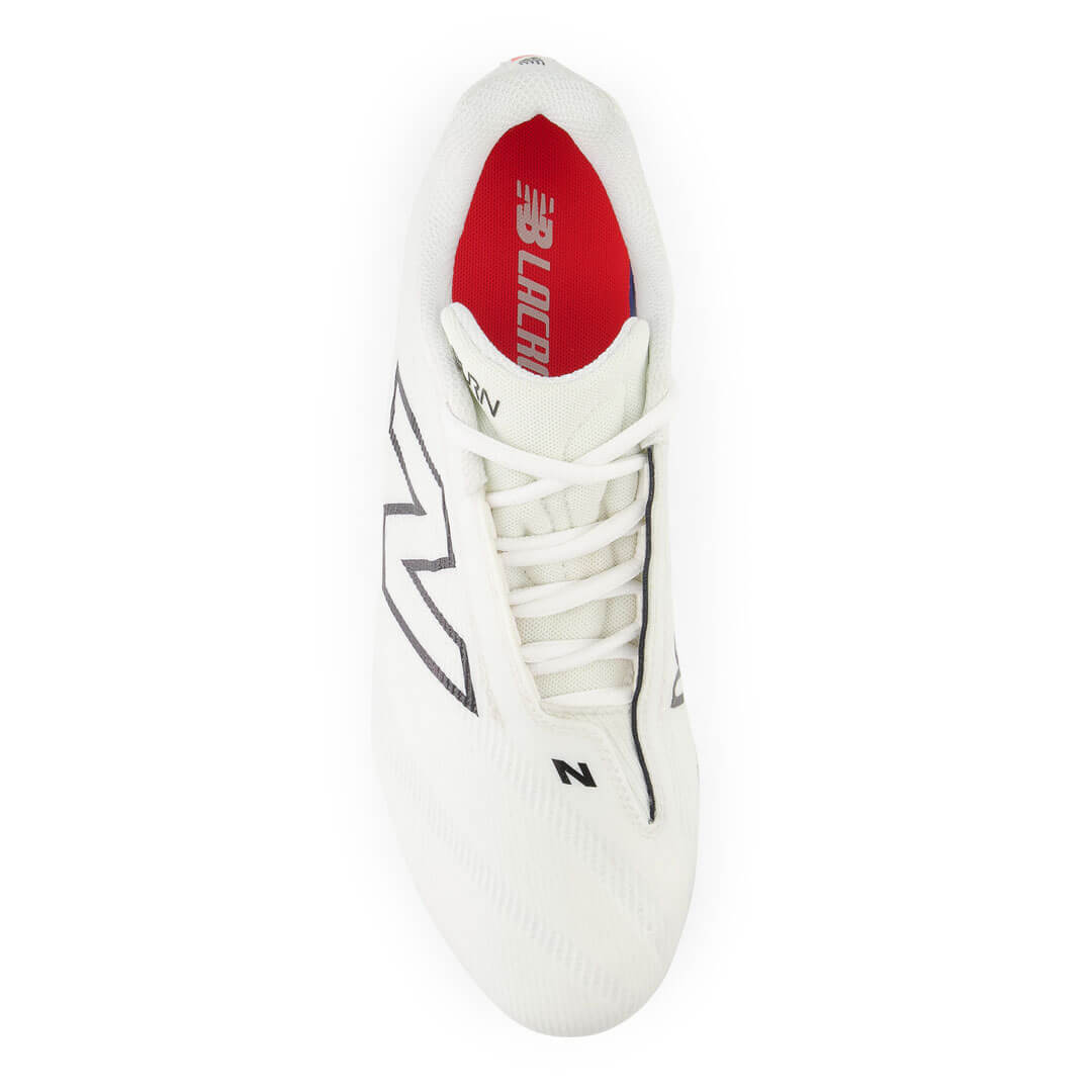 New Balance Burn X4 White Lacrosse Cleats - Top String Lacrosse