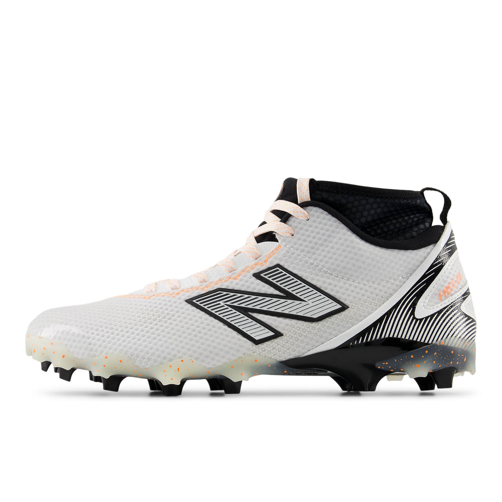 New Balance Freeze 5 Lacrosse Cleats - Limited Edition White/Black/Orange | Top String Lacrosse