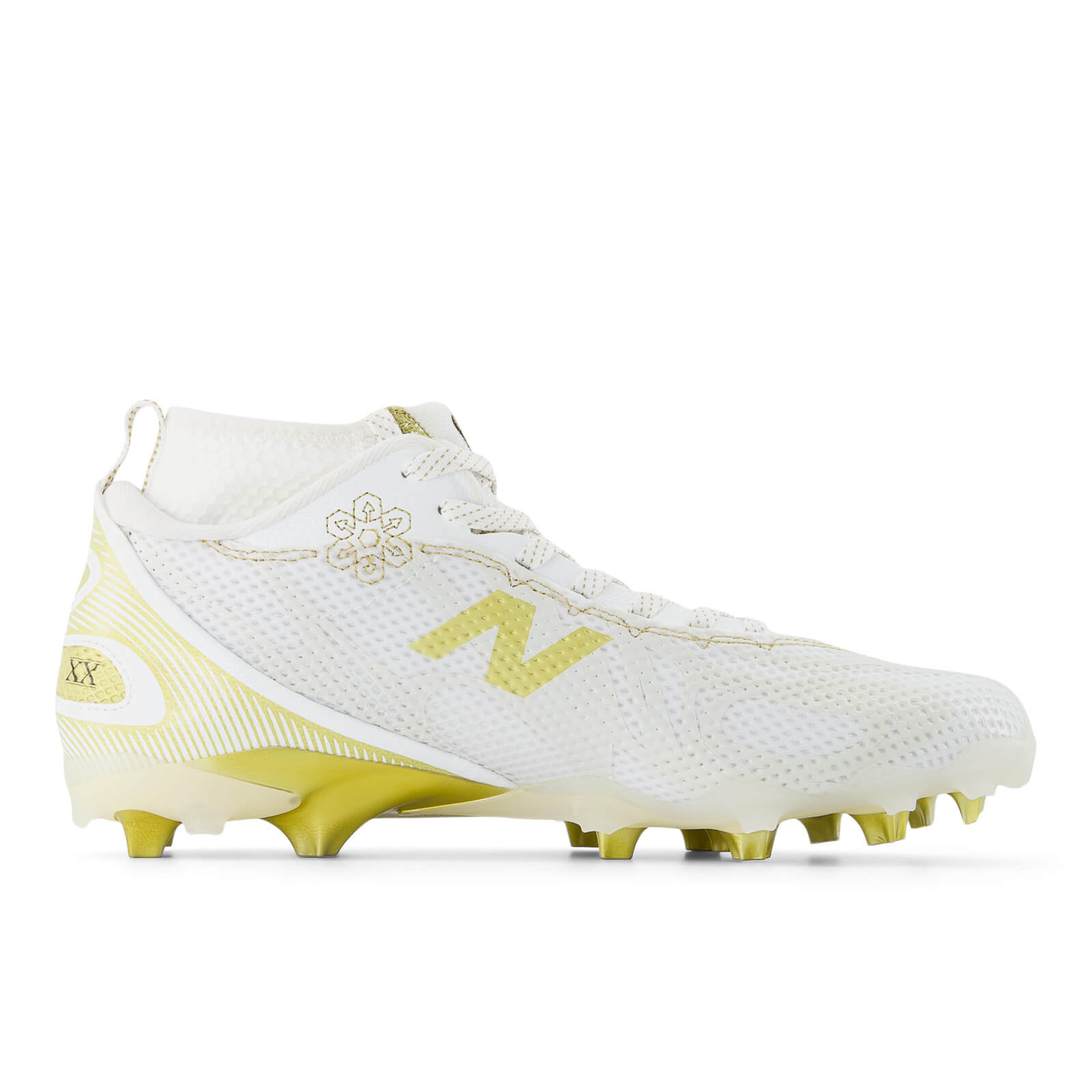 New Balance Freeze 5 Lacrosse Cleats - Limited Edition White - Gold | Top String Lacrosse