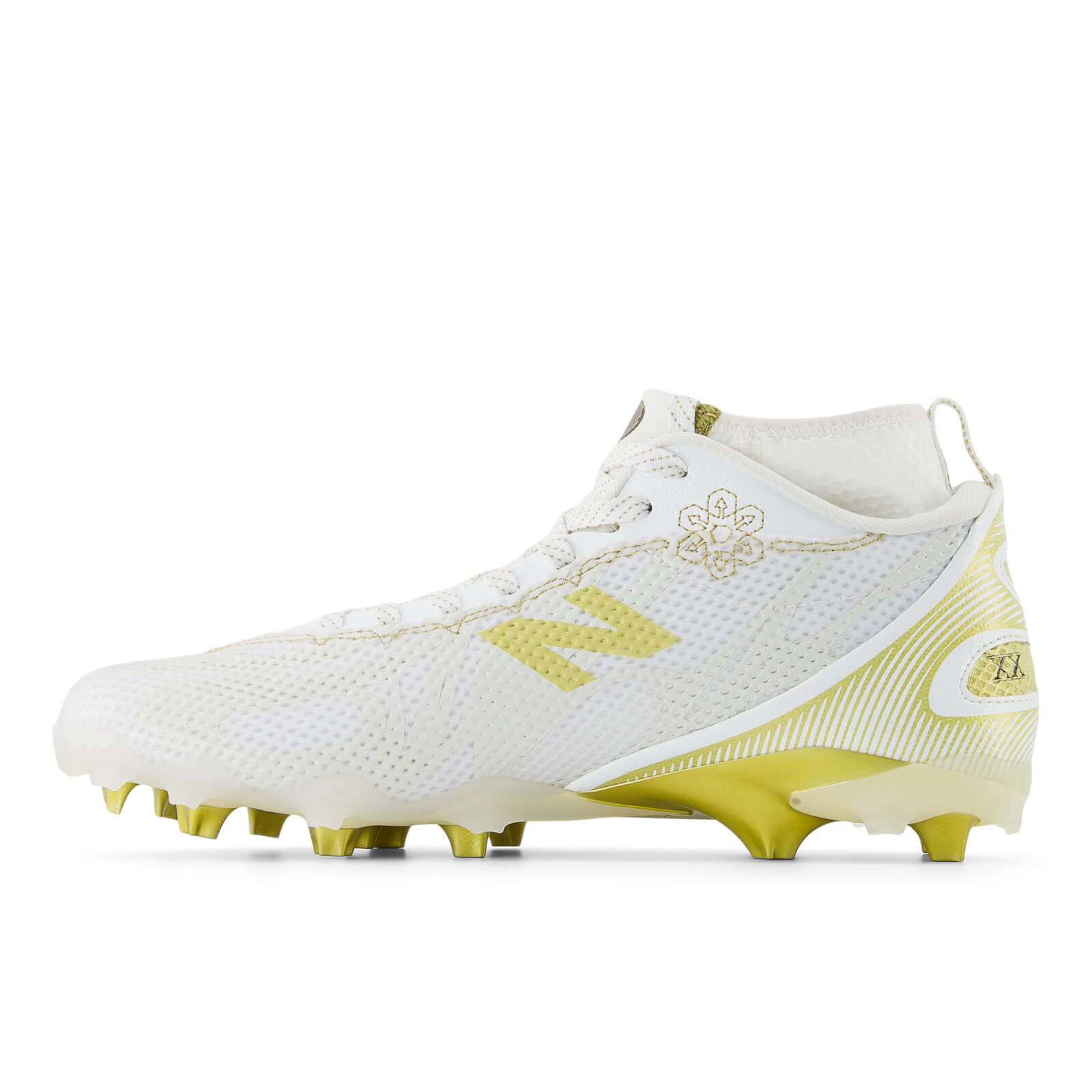 New Balance Freeze 5 Lacrosse Cleats - Limited Edition White - Gold | Top String Lacrosse