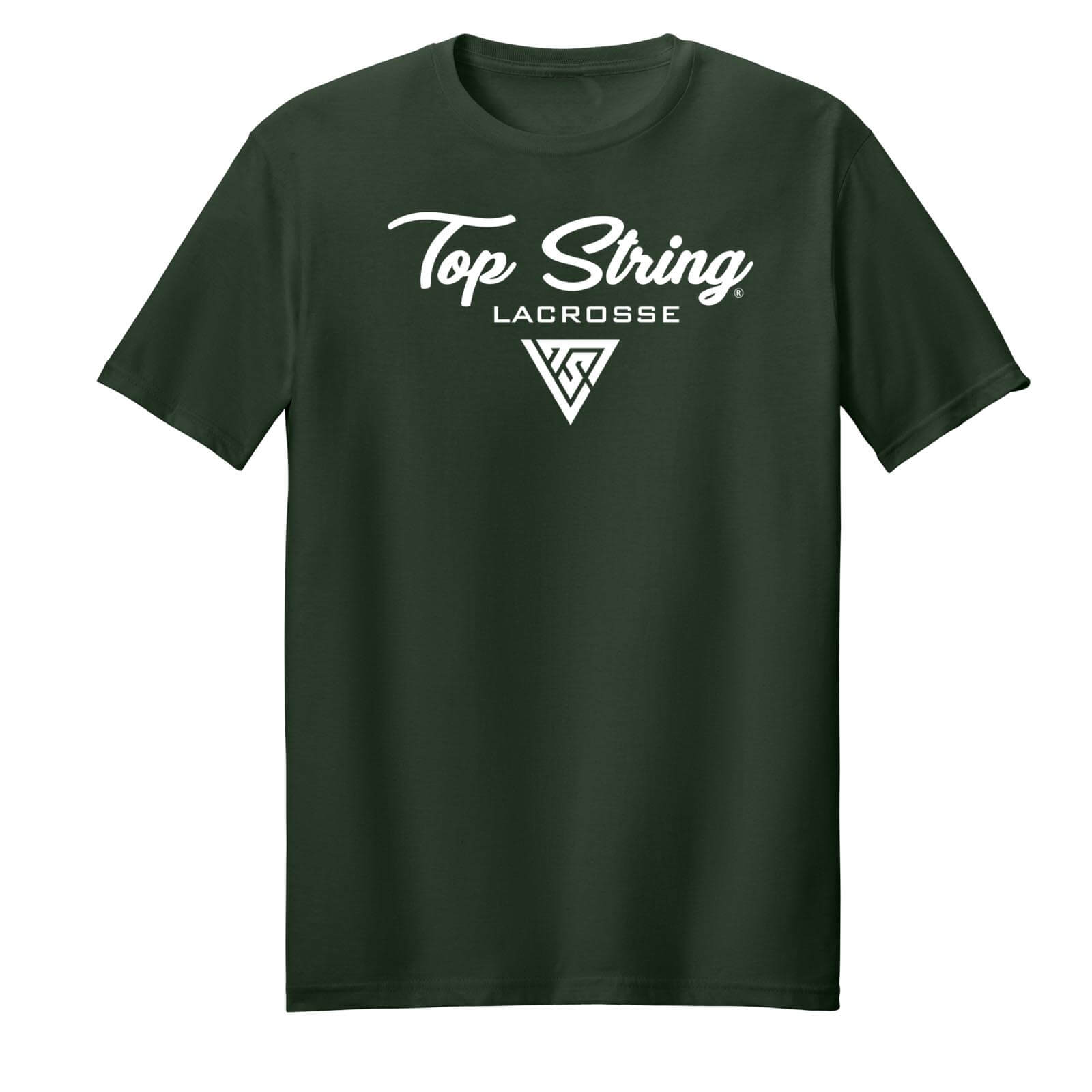 Top String Lacrosse Script 2.0 Logo T-Shirt - Forest Green - White