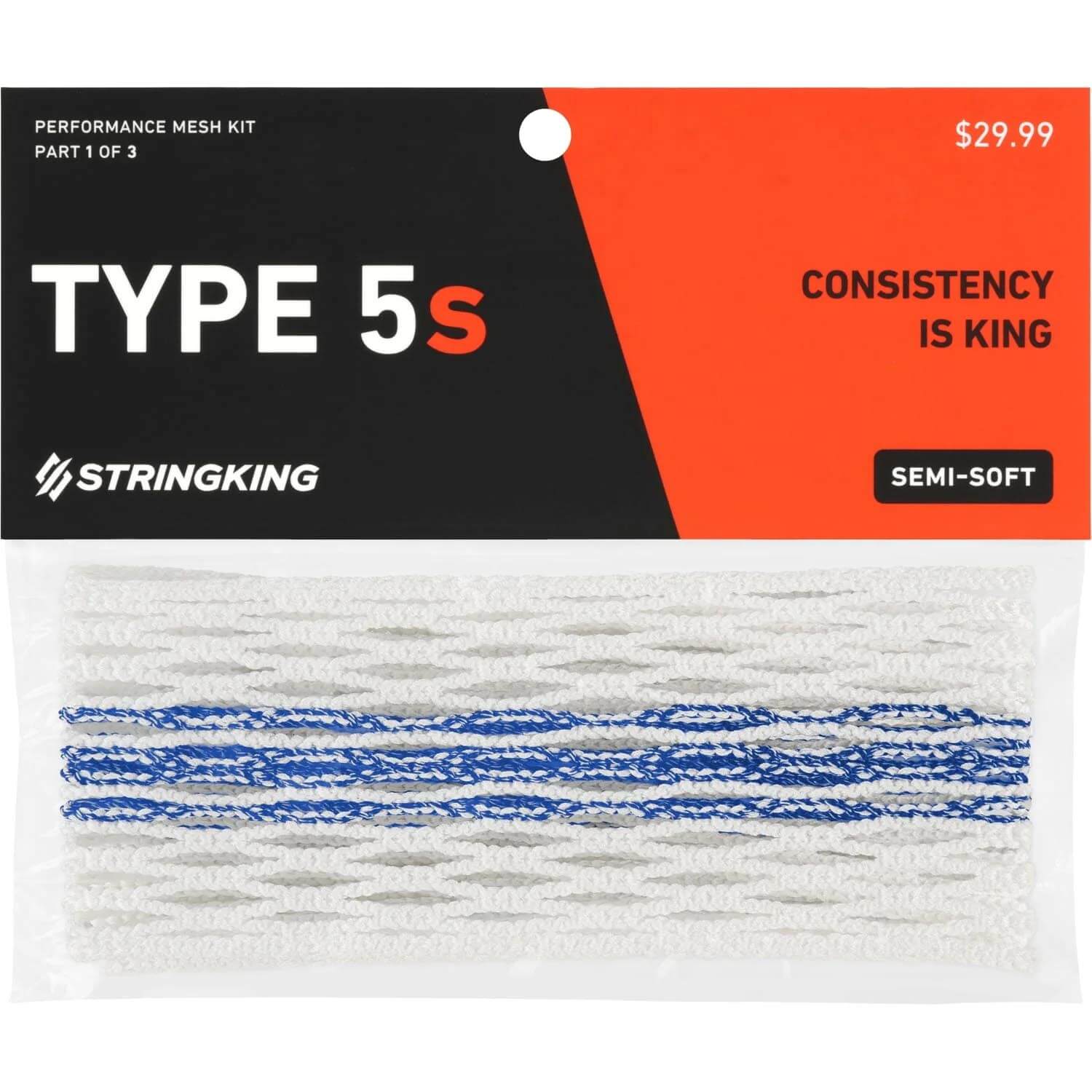 StringKing Type 5s Tracer Lacrosse Mesh - Royal Blue | Top String Lacrosse