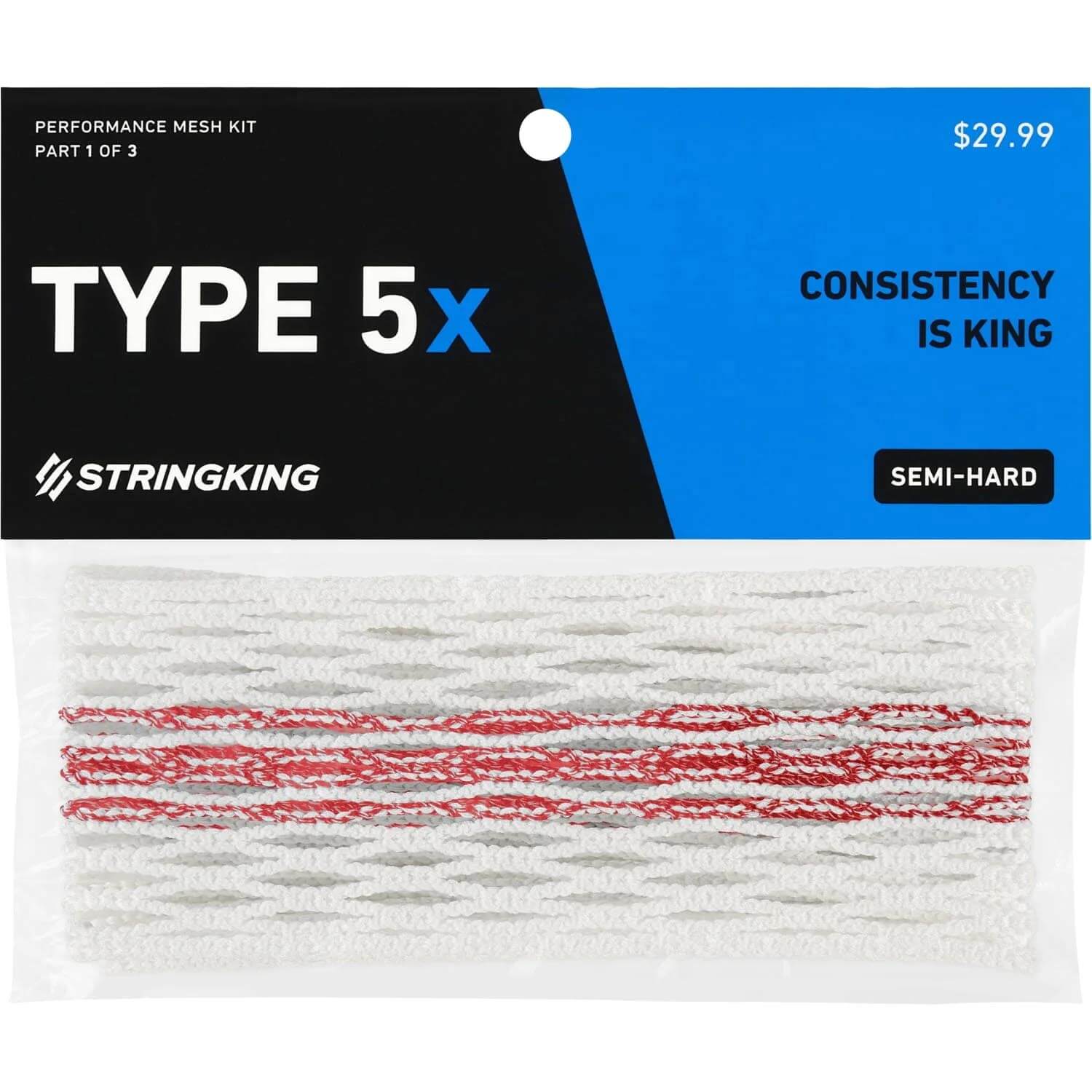 StringKing Type 5x Tracer Lacrosse Mesh - Red | Top String Lacrosse