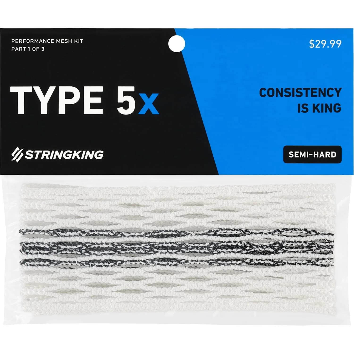 StringKing Type 5x Tracer Lacrosse Mesh - White and Black | Top String Lacrosse