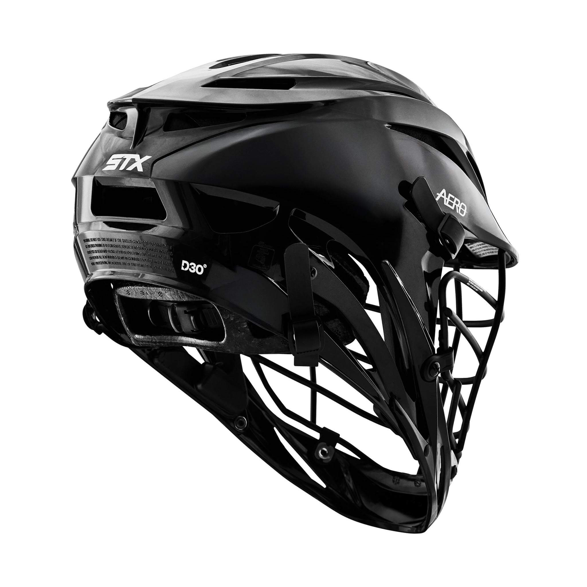 STX Aero Lacrosse Helmet - Black Shell - Black Mask | Top String Lacrosse