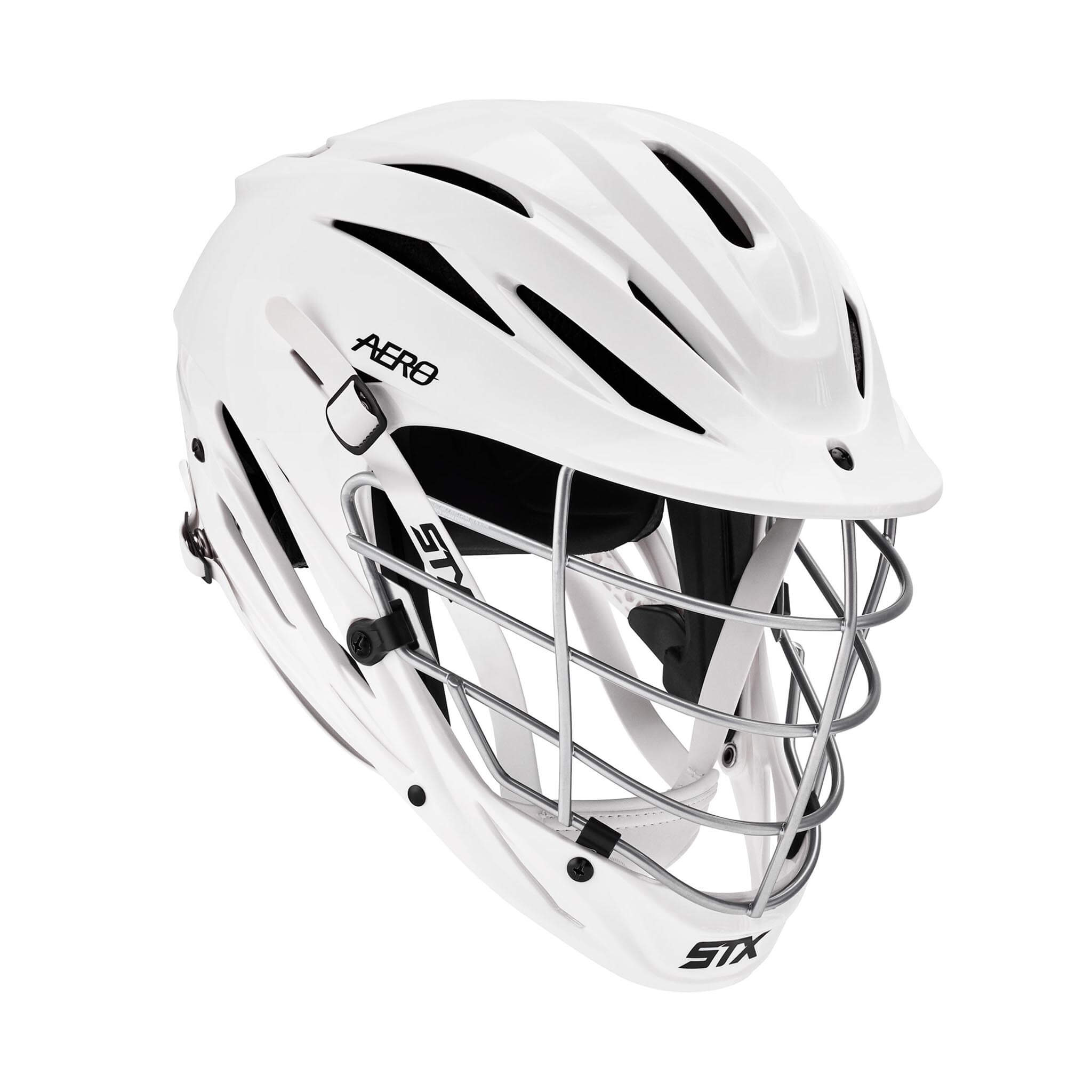 STX Aero Lacrosse Helmet - White Shell - Silver Mask | Top String Lacrosse