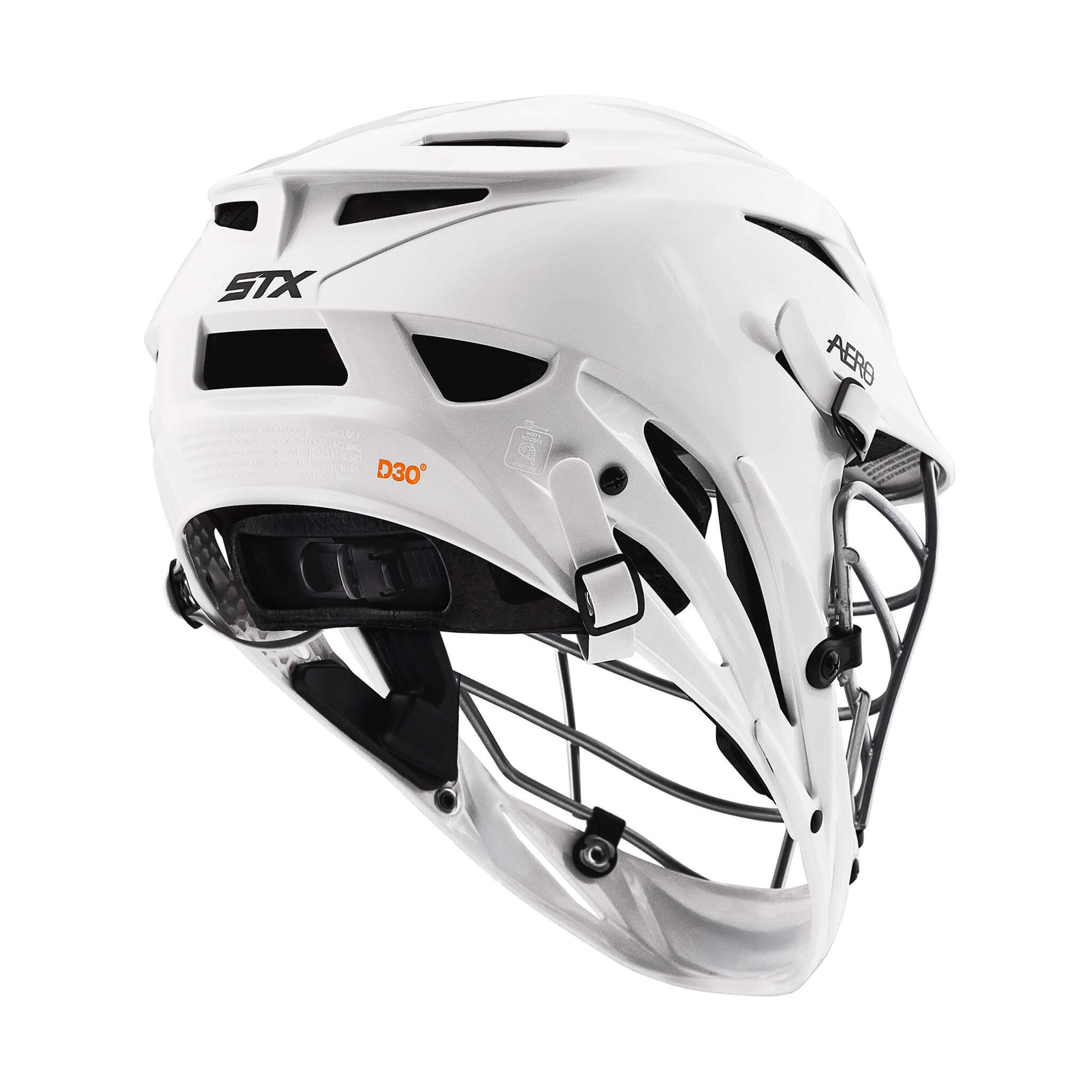 STX Aero Lacrosse Helmet - White Shell - Silver Mask | Top String Lacrosse