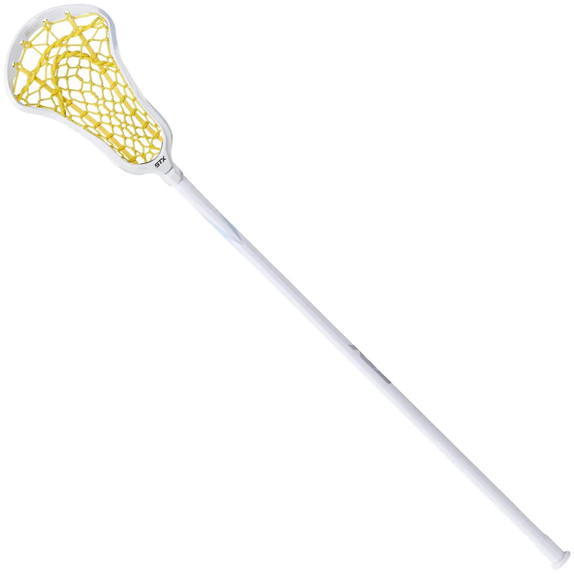STX Aria Pro-M Lock Pocket 10 Degree Composite Complete Women's Lacrosse Stick - White Yellow | Top String Lacrosse