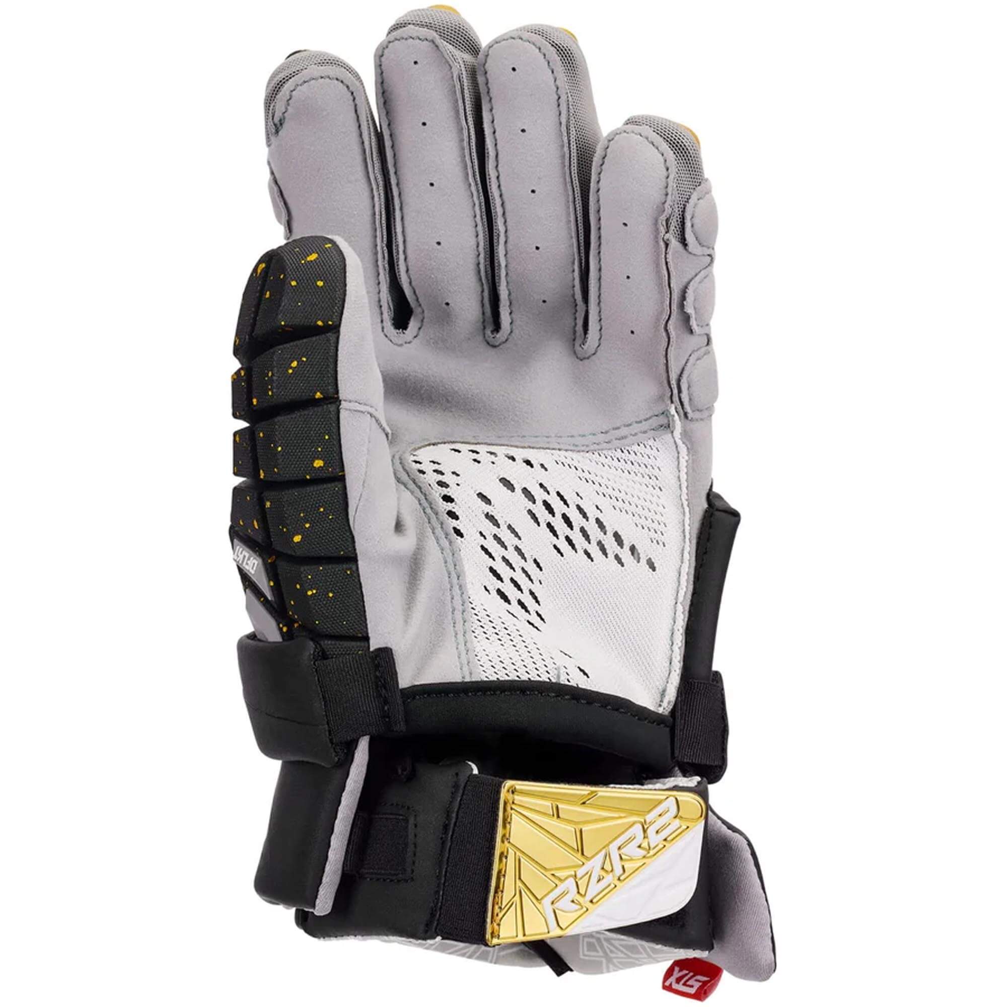 STX Surgeon RZR2 LE Black/Gold Lacrosse Gloves | Top String Lacrosse