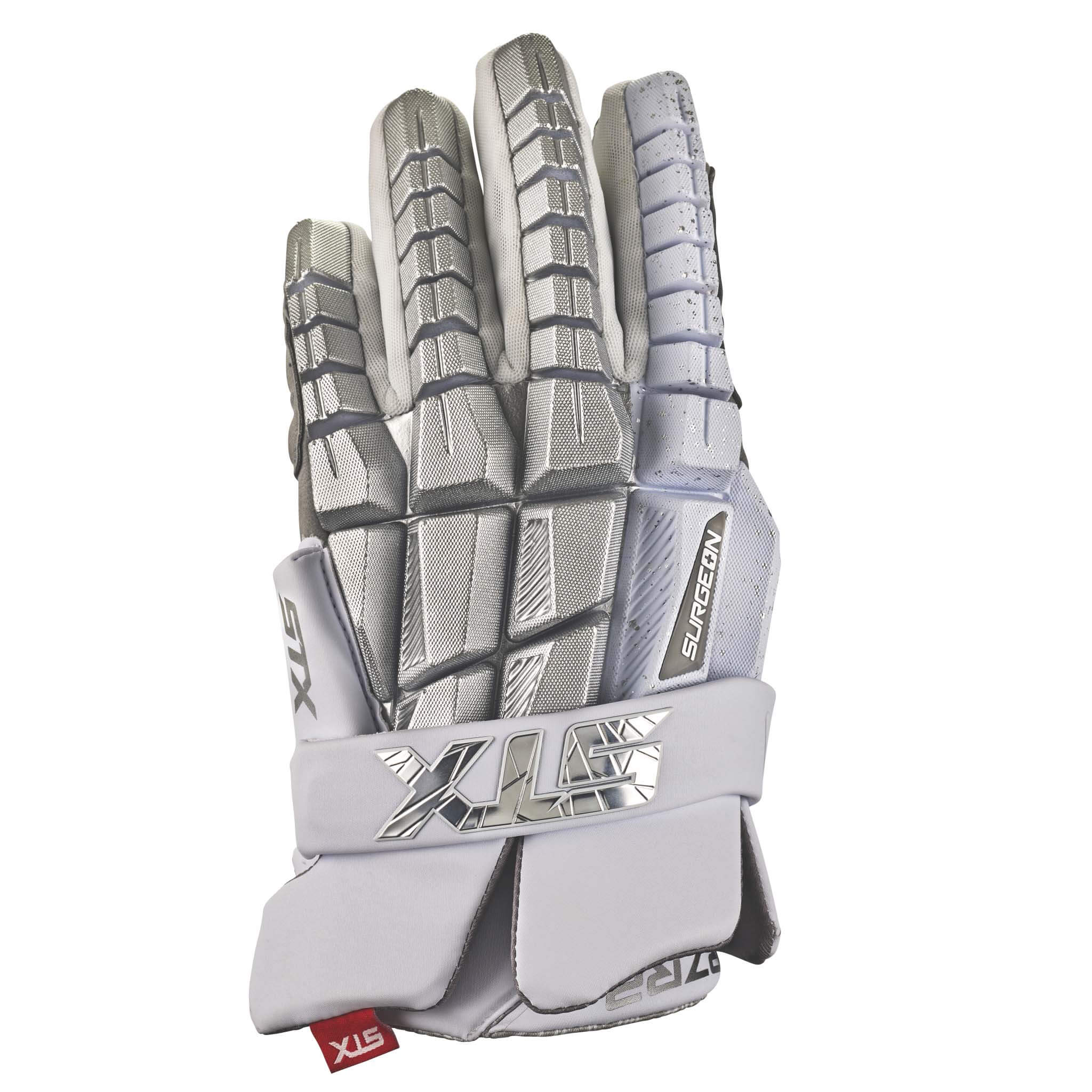 STX Surgeon RZR2 LE Silver Lacrosse Gloves | Top String Lacrosse