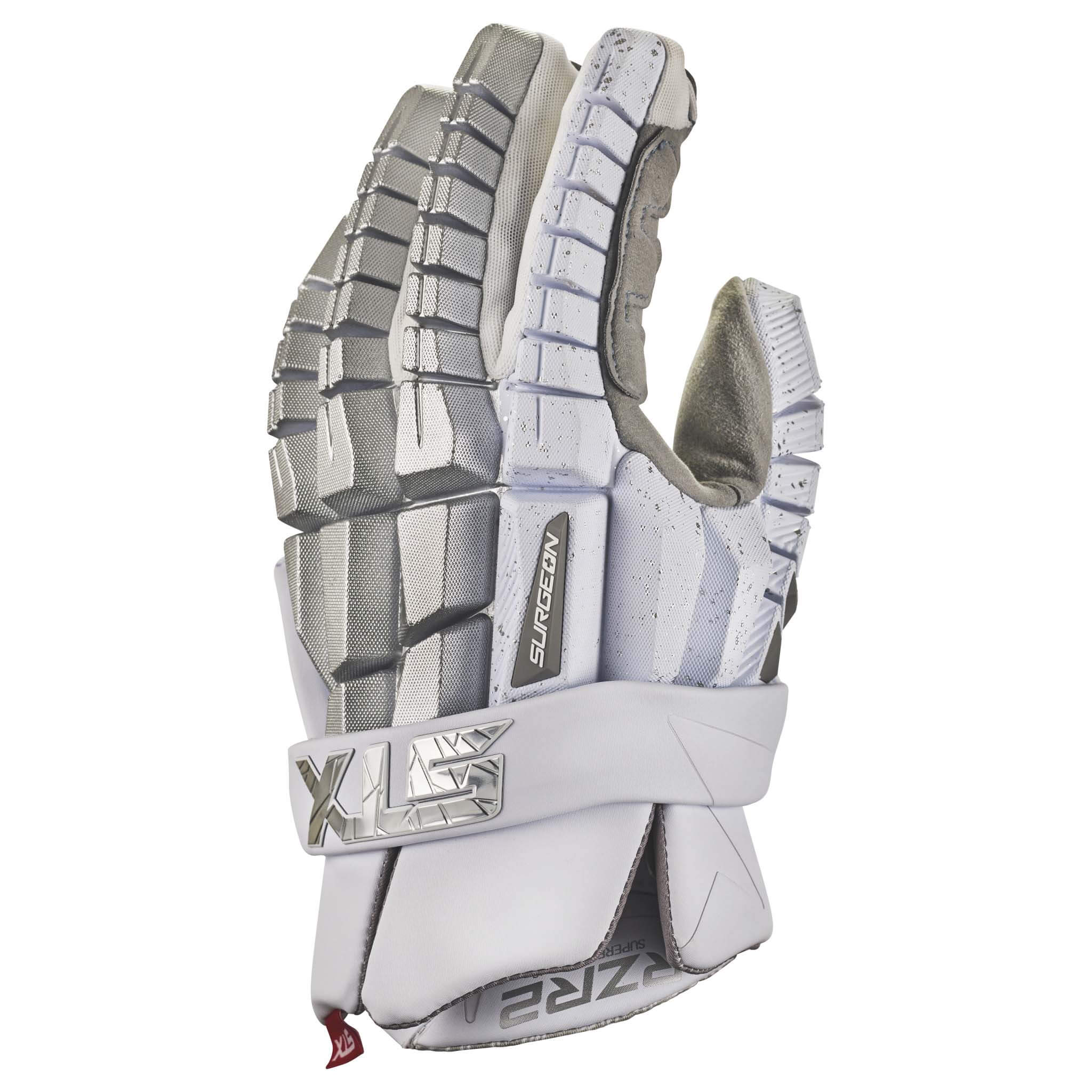 STX Surgeon RZR2 LE Silver Lacrosse Gloves | Top String Lacrosse