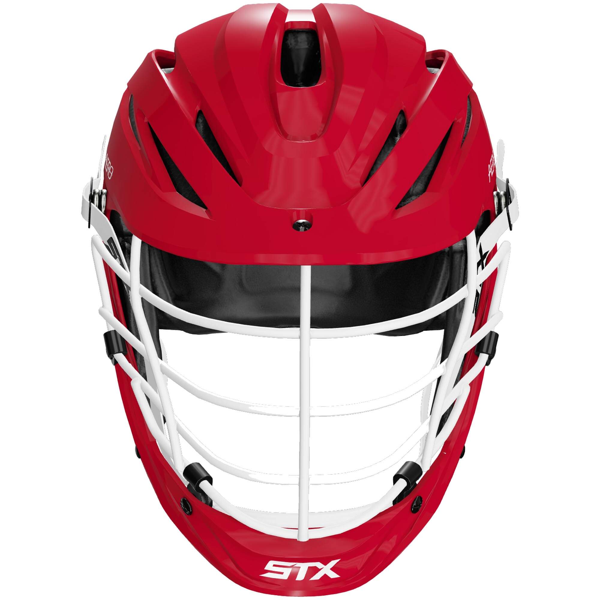 STX Aero Lacrosse Helmet - Matte Red Shell - White Mask - Red Chin - White Strap | Top String Lacrosse
