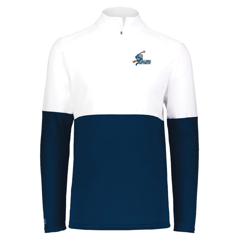 MYLA - Men's Team Quarter-Zip Pullover - White/Navy - Top String Lacrosse