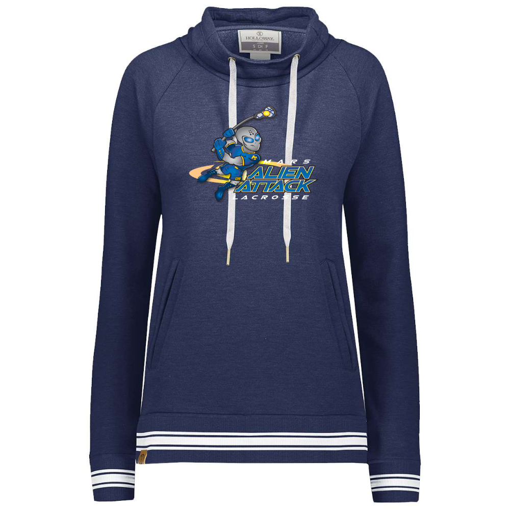 MYLA - Women's Fleece Funnel Neck Sweatshirt - Navy - Top String Lacrosse