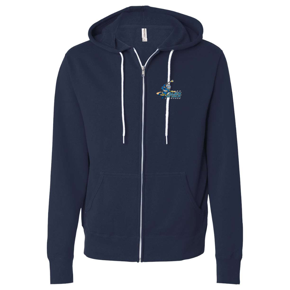MYLA - Lightweight Full-Zip Hooded Sweatshirt - Navy - Top String Lacrosse