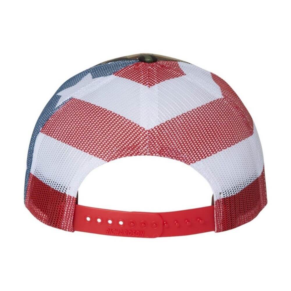 Top String Lacrosse Trucker Hat - Green Camo/ Stars & Stripes - Top String Lacrosse