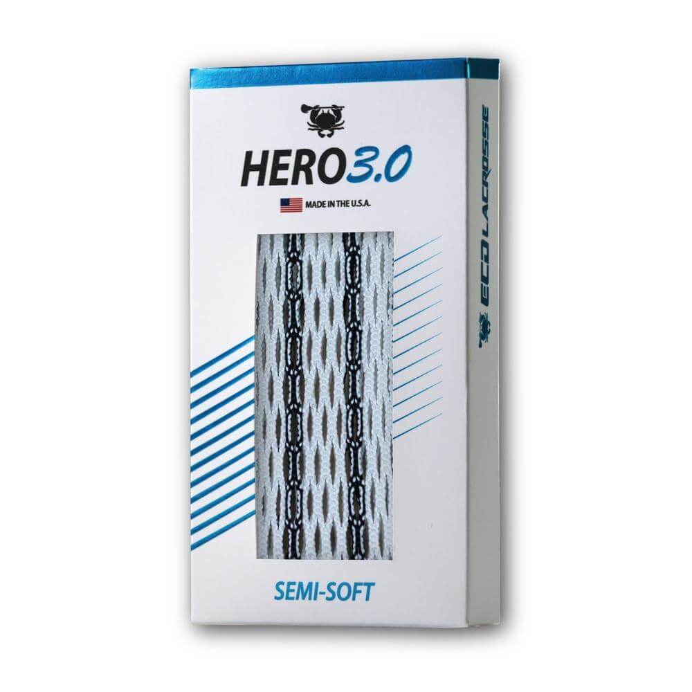 ECD Hero 3.0 Semi-Soft Lacrosse Mesh - Black Striker - Top String Lacrosse