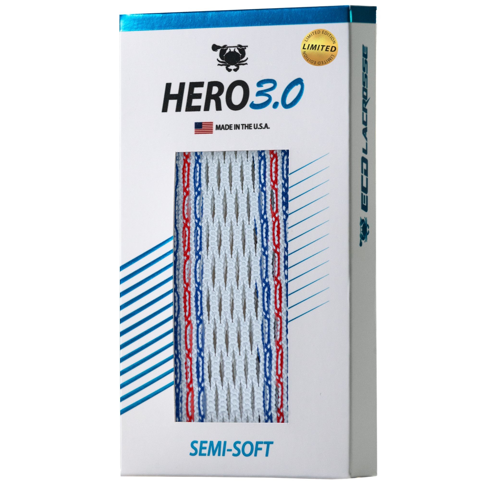 ECD Hero 3.0 USA STRIKER LE Semi-Soft Lacrosse Mesh Stringing Piece - Top String Lacrosse
