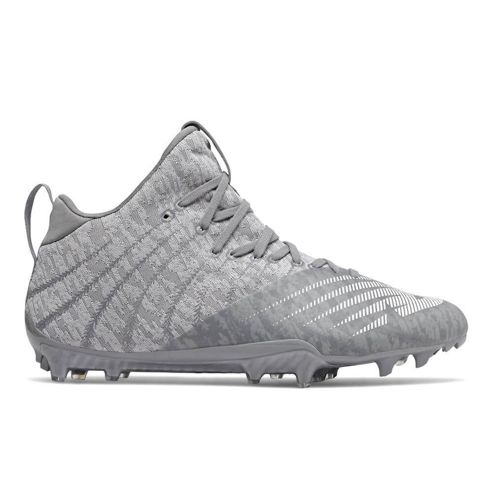 New Balance Burn X2 Mid Grey Lacrosse Cleats - Top String Lacrosse