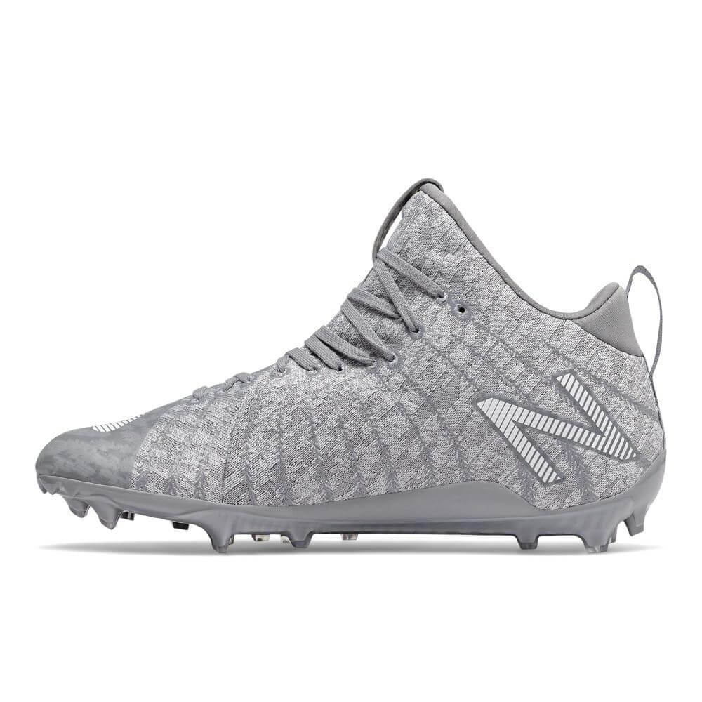 New Balance Burn X2 Mid Grey Lacrosse Cleats - Top String Lacrosse