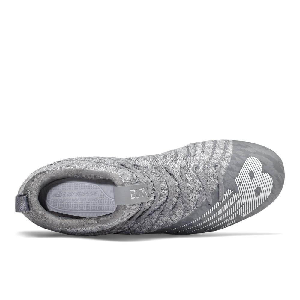 New Balance Burn X2 Mid Grey Lacrosse Cleats - Top String Lacrosse