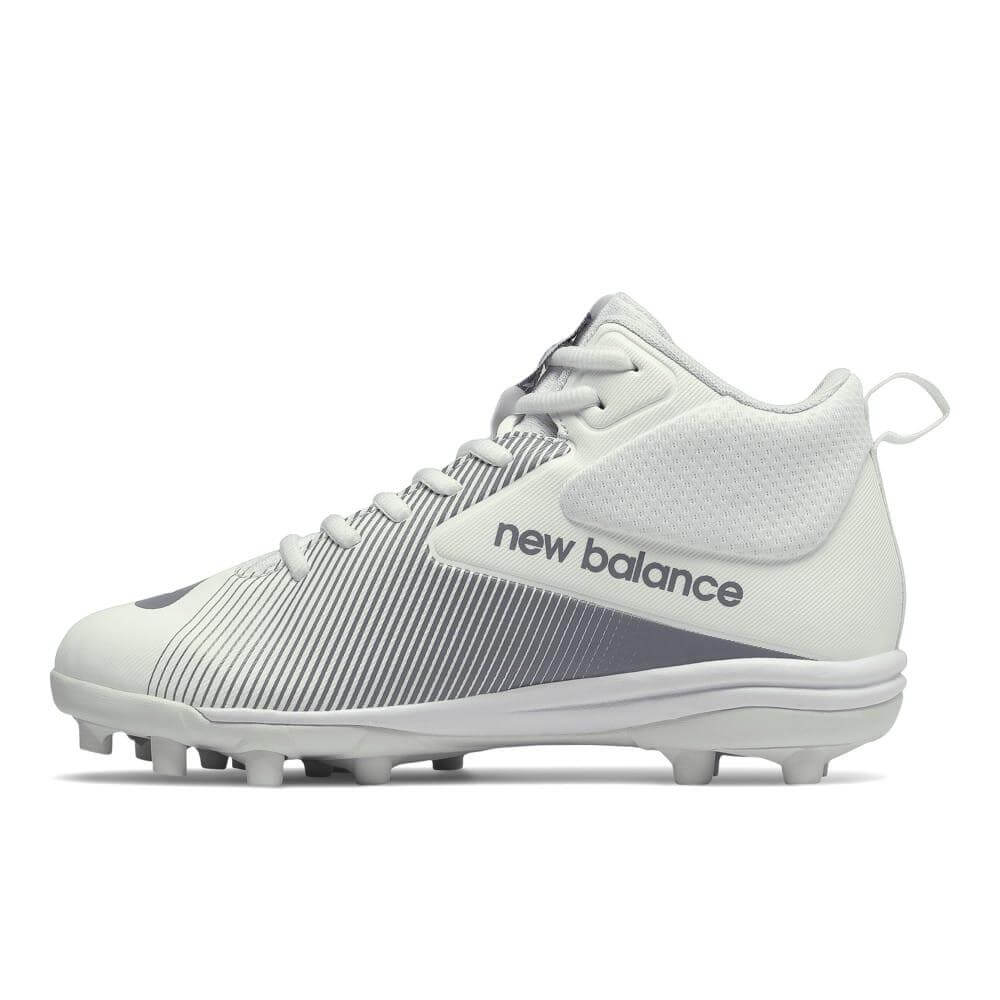 New Balance Rush V2 Jr White Lacrosse Cleats - Top String Lacrosse