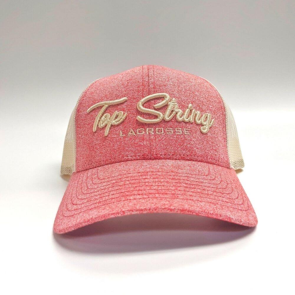 Top String Lacrosse Trucker Hat - Red/Birch - Top String Lacrosse