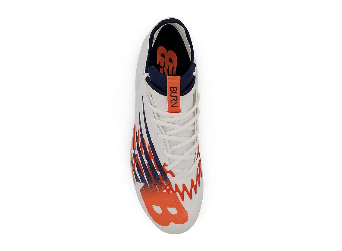 New Balance Burn X3 White/Orange/Grey Lacrosse Cleats - Top String Lacrosse