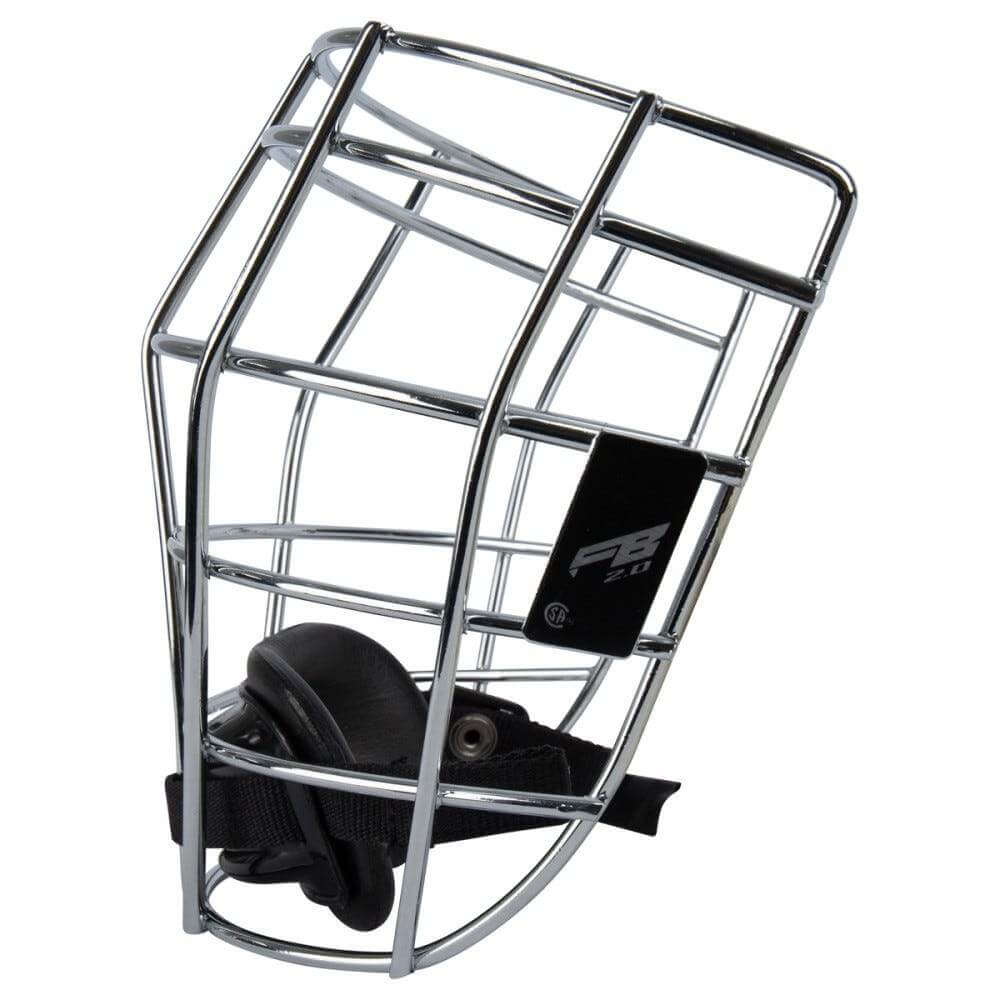 Warrior Fatboy Box Lacrosse Cage Face Mask 2.0 with Chin Strap - Chrome - Top String Lacrosse