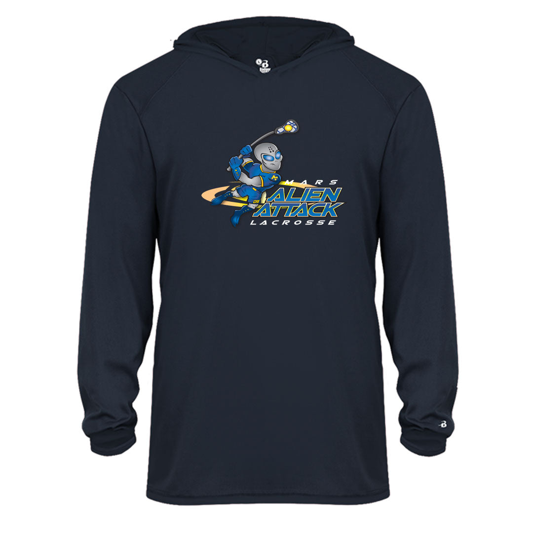 MYLA - Youth Performance Long Sleeve Hooded T-Shirt - Navy - Top String Lacrosse