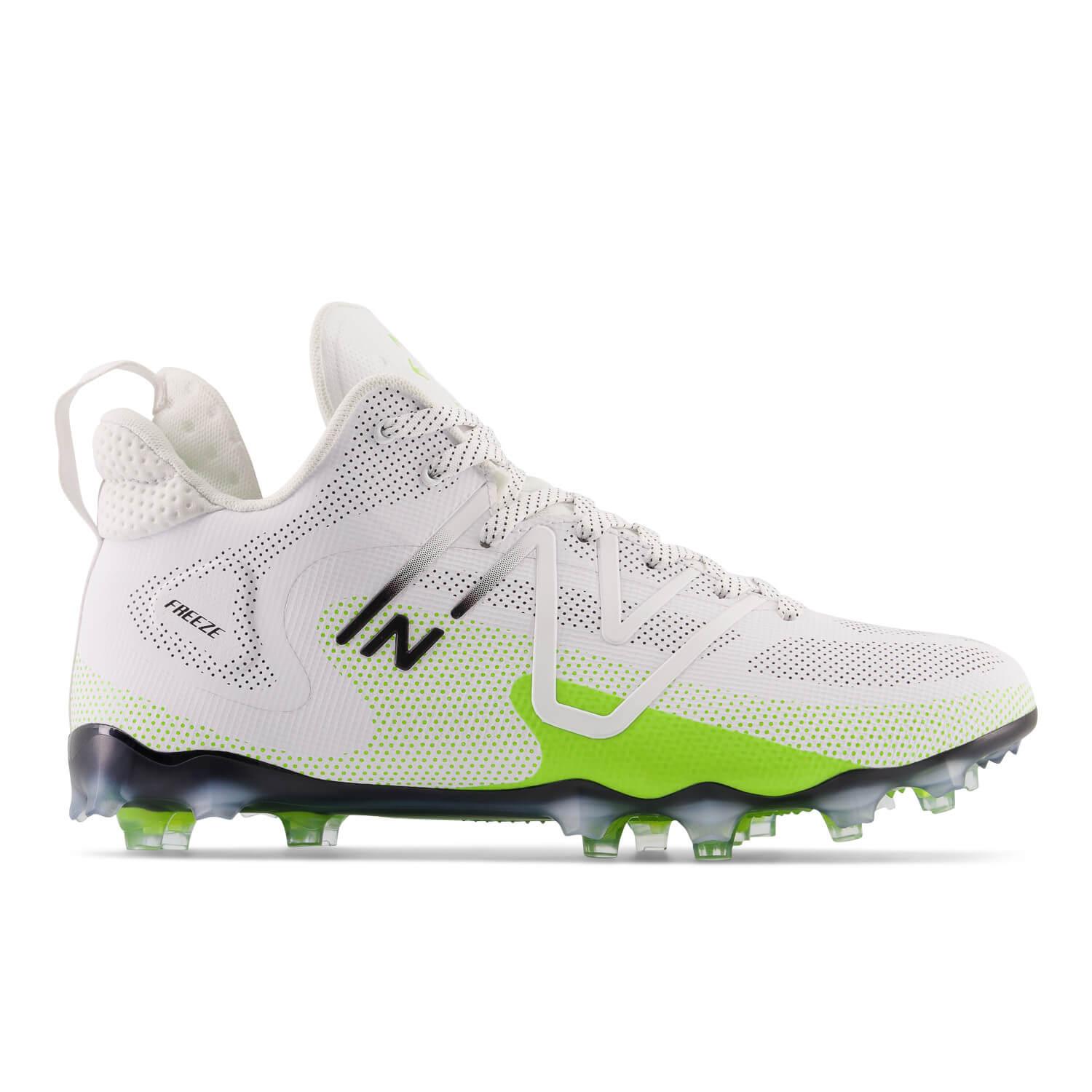 New Balance Freeze 4 White Neon Green/Black Lacrosse Cleats - Top String Lacrosse