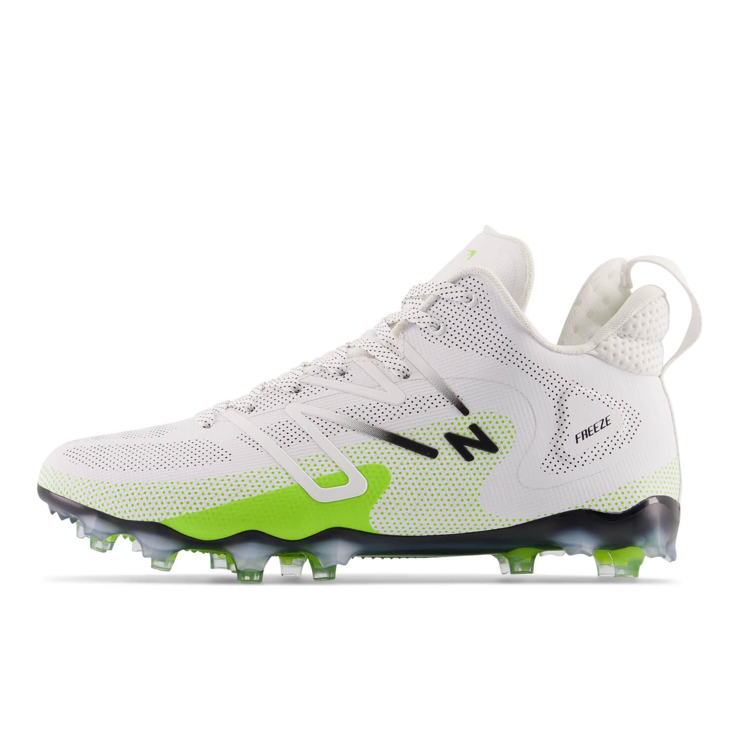 New Balance Freeze 4 White Neon Green/Black Lacrosse Cleats - Top String Lacrosse