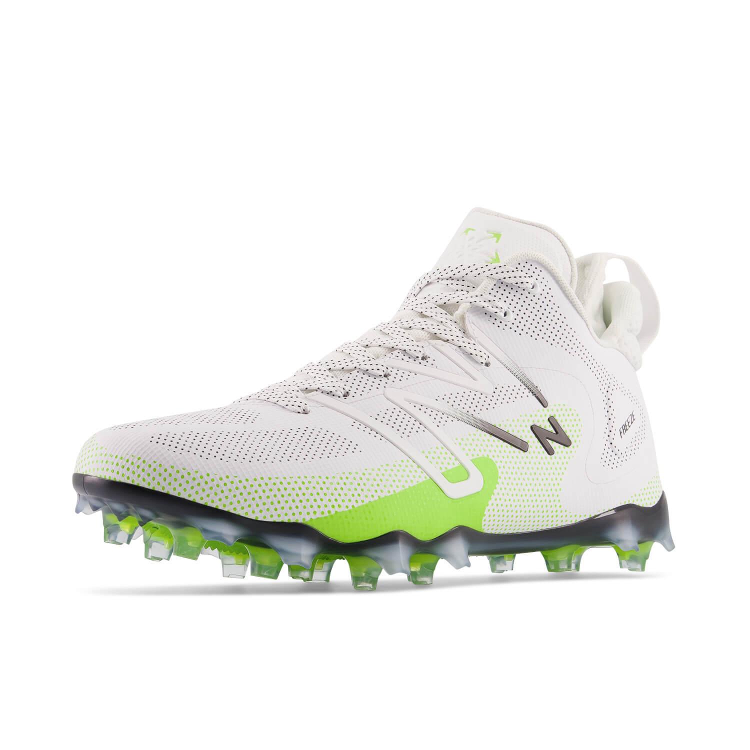 New Balance Freeze 4 White Neon Green/Black Lacrosse Cleats - Top String Lacrosse