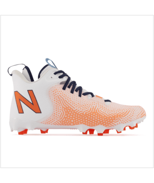 New Balance FreezeLX V3 White/Orange/Grey Lacrosse Cleats - Top String Lacrosse