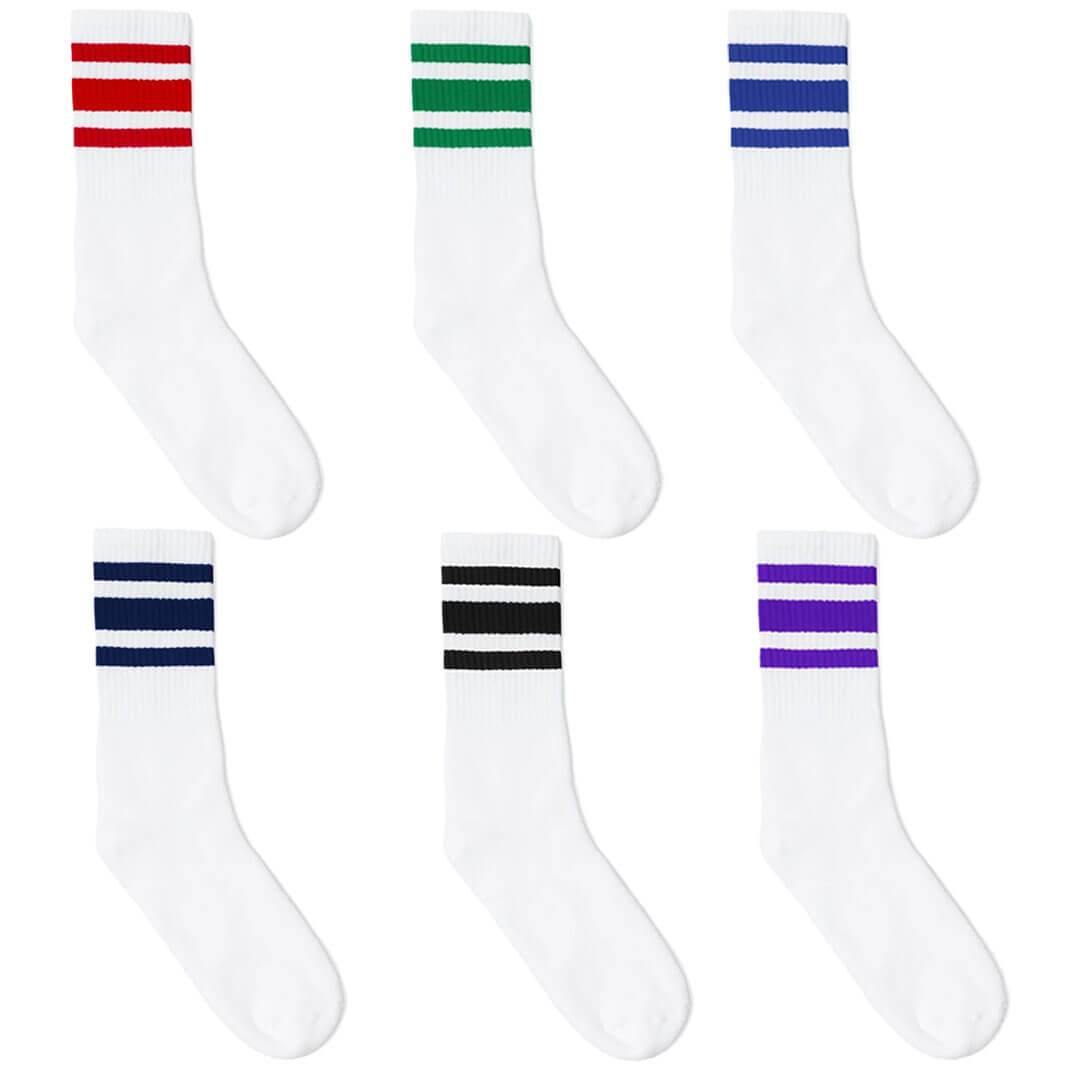 Socco Color Striped White Socks - Top String Lacrosse