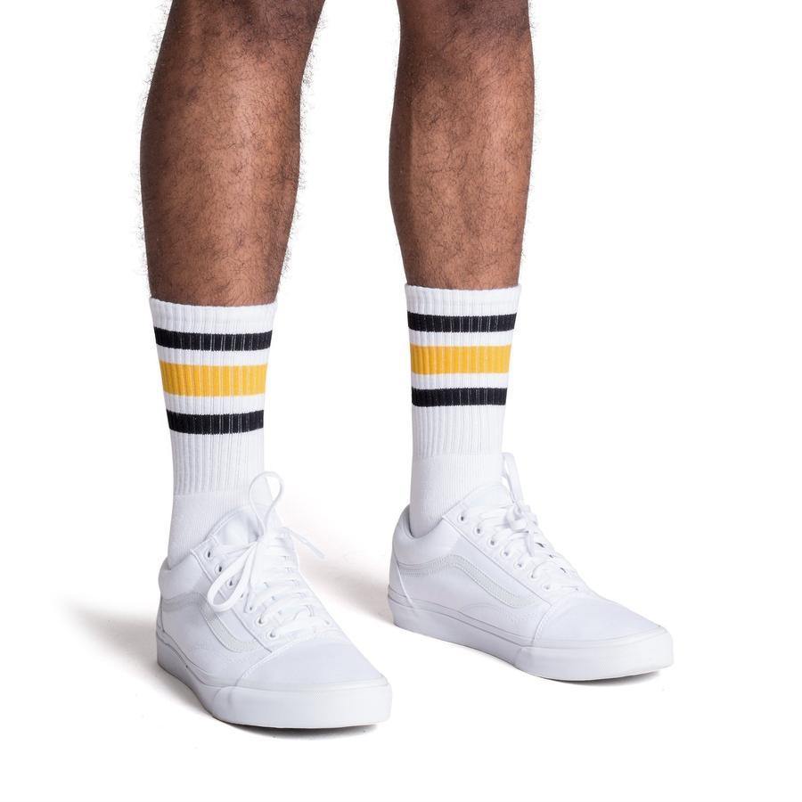 Socco Two Toned Color Striped White Socks - Top String Lacrosse