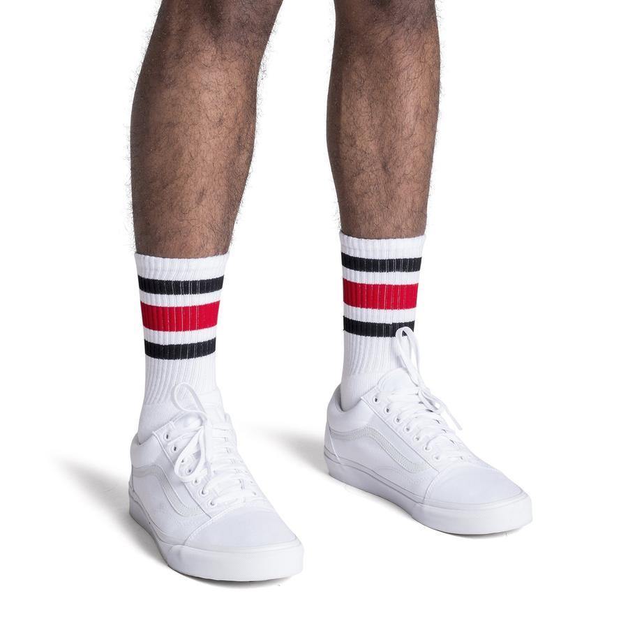 Socco Two Toned Color Striped White Socks - Top String Lacrosse