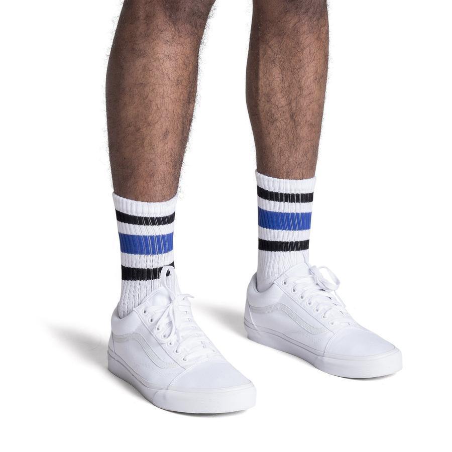 Socco Two Toned Color Striped White Socks - Top String Lacrosse