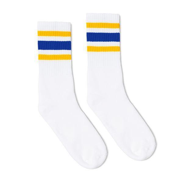 Socco Two Toned Color Striped White Socks - Top String Lacrosse