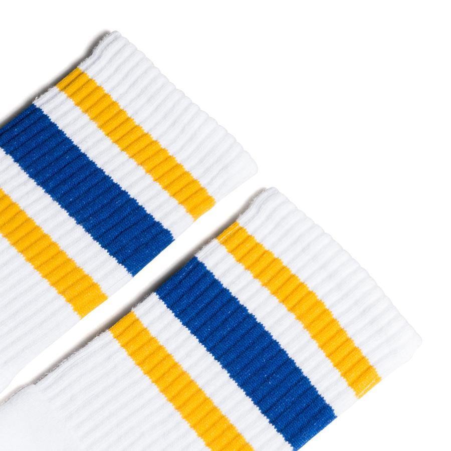 Socco Two Toned Color Striped White Socks - Top String Lacrosse