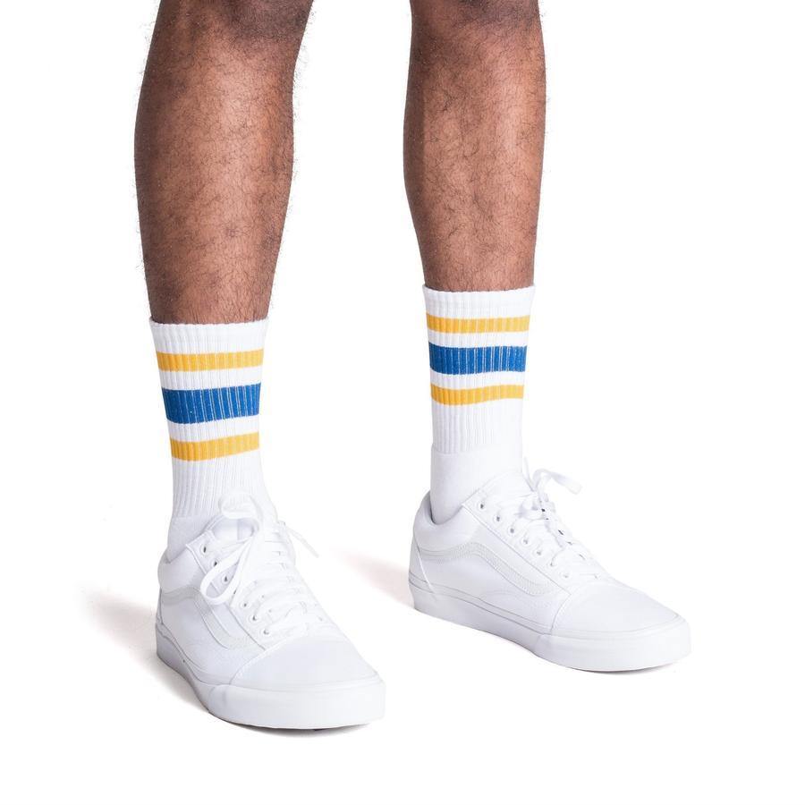Socco Two Toned Color Striped White Socks - Top String Lacrosse
