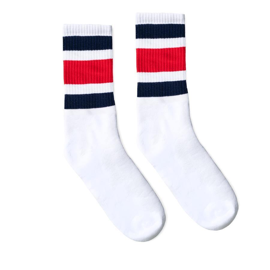 Socco Two Toned Color Striped White Socks - Top String Lacrosse