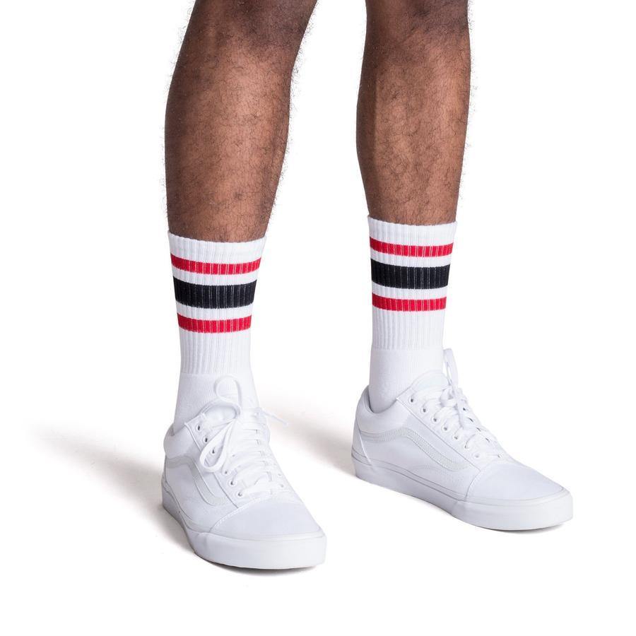 Socco Two Toned Color Striped White Socks - Top String Lacrosse
